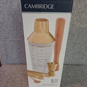 Cambridge Cocktail 5 Piece Shaker Bar Mixology Set - brand new